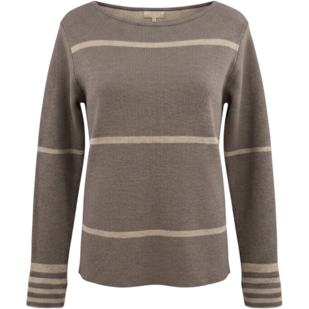 Benedetta B Merino Wool Cashmere Striped Sweater Large Brown Italian Preppy Fall